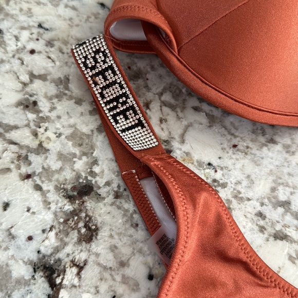 Victorias Secret Bikini; burnt orange; underwire; push up; thong; rhinestones - Picture 4 of 9